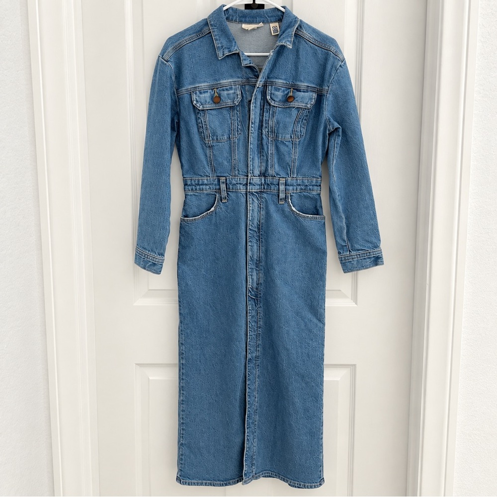 Universal Thread Denim Maxi Shirt Dress Utility Western Size 4R - Picture 2 of 4